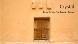  Presentation with museum - Slide deck having islam pattern - traditional arabic doorway national museum background and a yellow colored foreground