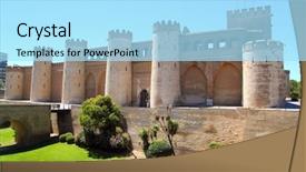  Presentation with blue sky - PPT theme featuring islam plants - aljaferia palace castle in zaragoza background and a arctic colored foreground