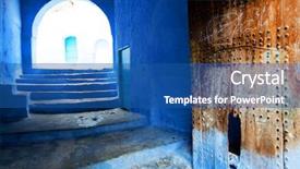  Presentation with architectural - Theme consisting of islam plants - architectural detail in chefchaouen morocco background and a ocean colored foreground