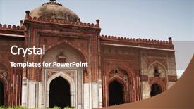  Presentation with old india - Slide set featuring islam plants - facade of a mosque background and a tawny brown colored foreground