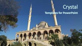  Presentation with mosque - Colorful presentation theme enhanced with islam plants - haci veys zade is backdrop and a  colored foreground
