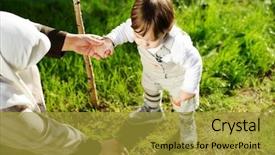  Presentation with tree planting - Slide set consisting of islam plants - middle eastern muslim mother playing background and a gold colored foreground