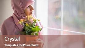  Presentation with woman muslim - Amazing slide deck having islam plants - muslim traditional woman backdrop and a violet colored foreground