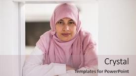  Presentation with muslim feminism - Beautiful theme featuring islam plants - muslim traditional woman backdrop and a coral colored foreground