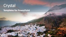  Presentation with morocco - Slide deck enhanced with islam plants - sunset light over chefchaouen medina background and a gray colored foreground