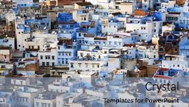  Presentation with sun rising over north america - Amazing PPT theme having islam plants - sunset light over chefchaouen medina backdrop and a light blue colored foreground