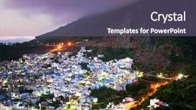  Presentation with morocco - Slides consisting of islam plants - sunset light over chefchaouen medina background and a violet colored foreground