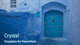  Presentation with traditional - PPT theme enhanced with islam plants - traditional moroccan door detail background and a ocean colored foreground