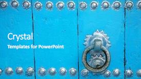  Presentation with morocco - Presentation theme featuring islam plants - traditional moroccan door detail background and a teal colored foreground