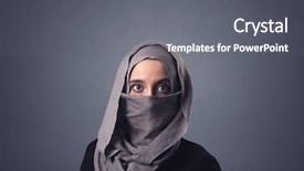  Presentation with woman world - Slide deck enhanced with islam world - young muslim woman wearing niqab background and a gray colored foreground