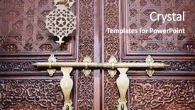  Presentation with islami - Slides having islamic carved door with beautiful background and a violet colored foreground