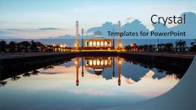  Presentation with islamic culture - Audience pleasing theme consisting of islamic culture - central mosque with reflection backdrop and a light blue colored foreground