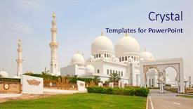  Presentation with abu dhabi - PPT layouts with islamic culture - famous sheikh zayed mosque background and a sky blue colored foreground