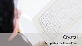  Presentation with islamic culture - PPT layouts featuring islamic culture - girl reading koran with focus background and a light gray colored foreground