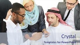  Presentation with ethnic group - Beautiful slides featuring islamic culture - group of multi ethnic business backdrop and a lemonade colored foreground