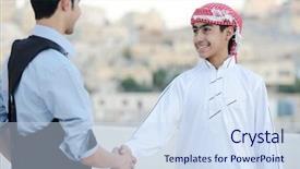  Presentation with islamic culture - Slides with islamic culture - happy arabic boy background and a sky blue colored foreground