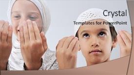  Presentation with islamic culture - Slides having islamic culture - muslim arabic brother and sister background and a light gray colored foreground