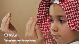  Presentation with islamic culture - Slide set enhanced with islamic culture - muslim arabic kid praying background and a coral colored foreground