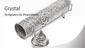  Presentation with handicraft - Presentation theme featuring islamic decorations - silver arabic handicraft an open background and a white colored foreground