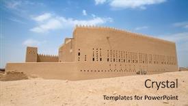  Presentation with riyadh - Beautiful slide deck featuring islamic decorations - streets of the old city backdrop and a coral colored foreground