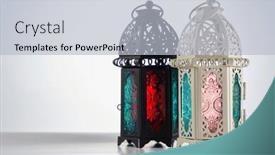  Presentation with islamic design - Theme with islamic-design-decoration-lamp background and a light gray colored foreground