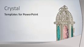  Presentation with islamic design - Audience pleasing theme consisting of islamic-design-decoration-lamp backdrop and a light gray colored foreground
