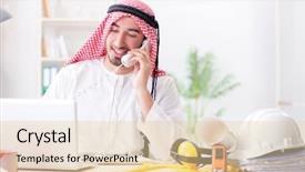  Presentation with project - Slides having islamic engineering - arab engineer working on new background and a lemonade colored foreground