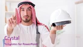  Presentation with project - Theme enhanced with islamic engineering - arab engineer working on new background and a  colored foreground