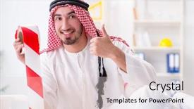  Presentation with engineering desk of civil engineer - Slide deck consisting of islamic engineering - arab engineer working on new background and a  colored foreground