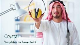  Presentation with project - Slide deck featuring islamic engineering - arab engineer working on new background and a  colored foreground