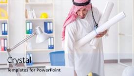  Presentation with cooperative cooperation at new project - Cool new theme with islamic engineering - arab engineer working on new backdrop and a  colored foreground