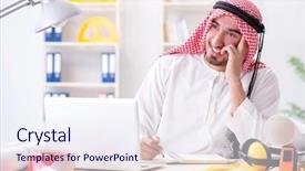  Presentation with project - Amazing slide set having islamic engineering - arab engineer working on new backdrop and a  colored foreground