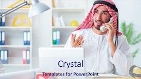  Presentation with project - Beautiful PPT theme featuring islamic engineering - arab engineer working on new backdrop and a sky blue colored foreground