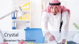  Presentation with engineering engineer or safety officer - Amazing PPT layouts having islamic engineering - arab engineer working on new backdrop and a light blue colored foreground