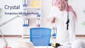  Presentation with cooperative cooperation at new project - PPT layouts with islamic engineering - arab engineer working on new background and a sky blue colored foreground