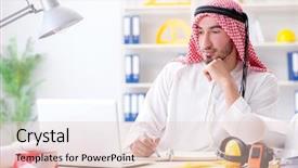  Presentation with project - Slide deck featuring islamic engineering - arab engineer working on new background and a lemonade colored foreground