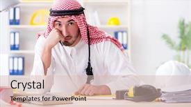  Presentation with project - Slides enhanced with islamic engineering - arab engineer working on new background and a lemonade colored foreground