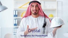  Presentation with project - Amazing theme having islamic engineering - arab engineer working on new backdrop and a sky blue colored foreground