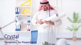  Presentation with project - PPT layouts consisting of islamic engineering - arab engineer working on new background and a light blue colored foreground