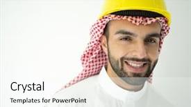  Presentation with engineering - Slides having islamic engineering - arabic young architect posing background and a sky blue colored foreground