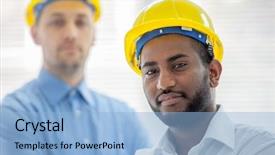  Presentation with work awards - Audience pleasing presentation design consisting of islamic engineering - businessmen at work backdrop and a  colored foreground