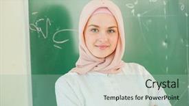  Presentation with diverse high school students - PPT theme having islamic fashion - muslim high school students background and a mint green colored foreground