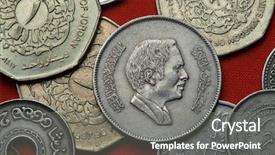  Presentation with islamic finance - PPT layouts with islamic finance background - coins of jordan king hussein background and a gray colored foreground