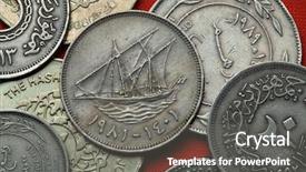 Presentation with islamic finance - Slides with islamic finance background - coins of kuwait traditional kuwaiti background and a gray colored foreground