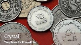  Presentation with islamic finance - Slides having islamic finance background - coins of the united arab background and a tawny brown colored foreground