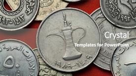  Presentation with islamic finance - Colorful PPT theme enhanced with islamic finance background - coins of the united arab backdrop and a gray colored foreground