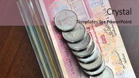  Presentation with islamic finance - Slides enhanced with islamic finance background - many one dirham coins placed background and a coral colored foreground