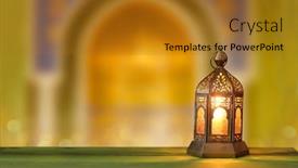  Presentation with eid mubarak - Amazing theme having islamic-greeting-eid-mubarak-card backdrop and a gold colored foreground