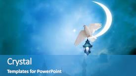  Presentation with eid mubarak - Colorful slide deck enhanced with islamic greeting eid mubarak cards backdrop and a teal colored foreground