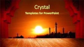  Presentation with eid mubarak - Presentation design featuring islamic greeting eid mubarak cards background and a dark gray colored foreground